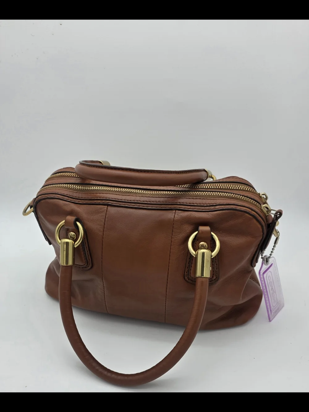 Classic Brown Leather Satchel Handbag